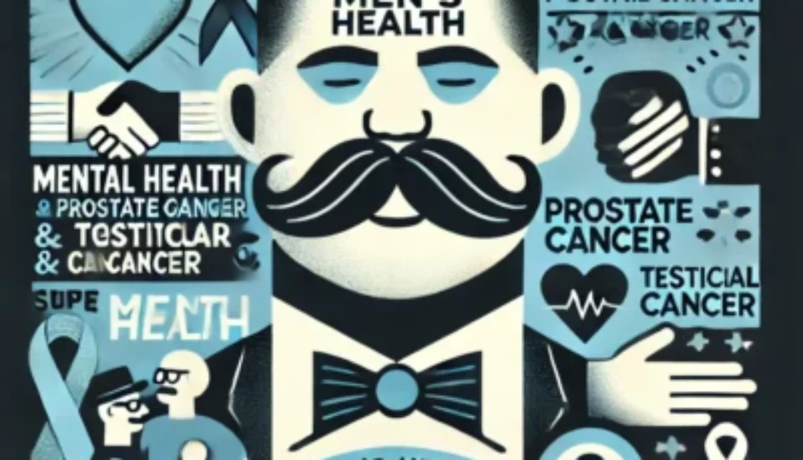 DALL·E 2024-10-24 18.07.30 - A bold and engaging illustration for Movember, highlighting the importance of men's health, particularly mental health, prostate cancer, and testicula DALL·E 2024-10-24 18.07.30 - A bold and engaging illustration for Movember, highlighting the importance of men's health, particularly mental health, prostate cancer, and testicula