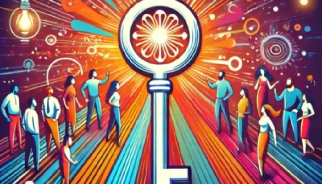 DALL·E 2024-10-25 09.45.05 - An inspiring and vibrant image symbolizing unlocking team potential. The design features a group of diverse individuals collaborating and interacting, DALL·E 2024-10-25 09.45.05 - An inspiring and vibrant image symbolizing unlocking team potential. The design features a group of diverse individuals collaborating and interacting,
