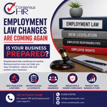 Infographic alert that employment law changes are coming and asks, 'Are you prepared?' for business readiness and compliance.